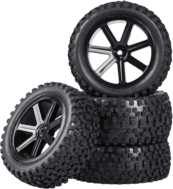 12mm Hex 2.2'' Pre-Glued RC Buggy Wheels and Tires, Out Dia. 3.5'' for 1/10 1/12 1/14 1/16 Off-Road RC Buggy Truck