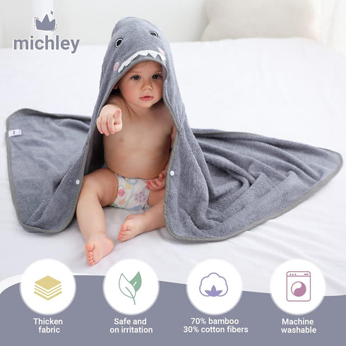 0-5 29.5 39.5 Inch MICHLEY Bamboo Viscose Baby Hooded Bath Towel for Years Boys and Girls, x Ultra-Soft