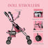 Baby Doll Stroller for Girls, Toddler Play Toy Buggy Carriage Foldable with Canopy Storage Basket Travel Diaper Bag