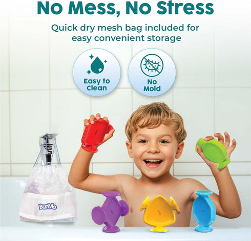13 (5 Pack), 1+, BUNMO Big Shapes Textured Suction Bath Toys for Toddlers Extra Large Silicone Bathtub Toys, BPA-Free