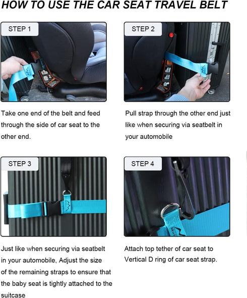 Car Seat Travel Belt to Suitcase,Car Seat Travel Strap to Convert Kid Car Seat and Carry-on Luggage into an Airport Car