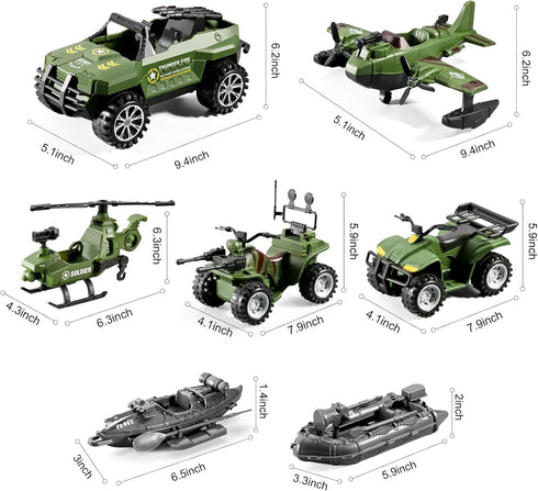 HOSPONY 78-in-1 Sets 4-7 6-8 8-14 Army Men Toys with Realistic Military Truck/Helicopter/Kayak Boat/Motorcycle/Army Men