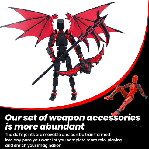 MIGESS 13 Figure,Dummy 13,Articulated 3D 13 Titan Robot Action Robot with Demon Wings, Printed robo Action Figure