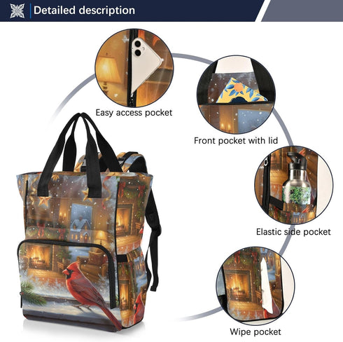 SUABO Backpack Baby Diaper Bag Cardinal Large Bag Waterproof Travel Diaper Bags for Moms and Dads