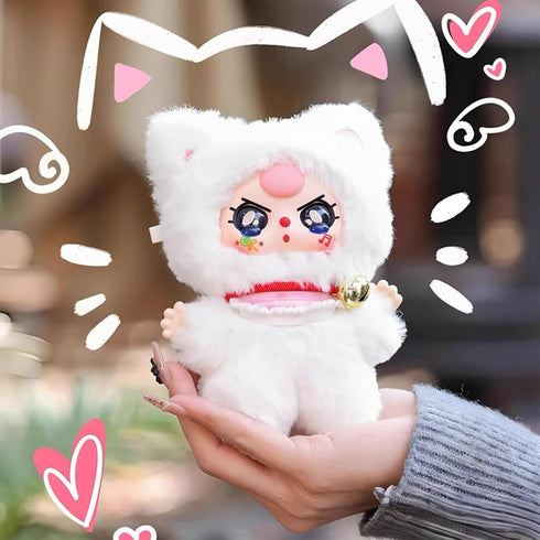 Meokro 1PC Baby Three Billionaire Lucky Cat Series Box Toys, Cat Theme Mystery Box Plush Doll Stuffed Toys Bag Pendant