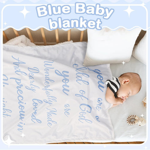 Communion Rtteri Christian Baby Gifts Plush Baby Blanket with Dotted Backing First Gift Baptism Blanket Scripture