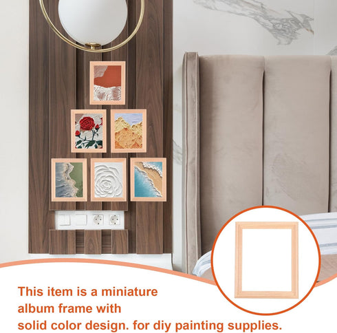 Exceart 6Pcs Wooden Dollhouse Furniture, Miniature Photo Frame DIY Dollhouse Decor