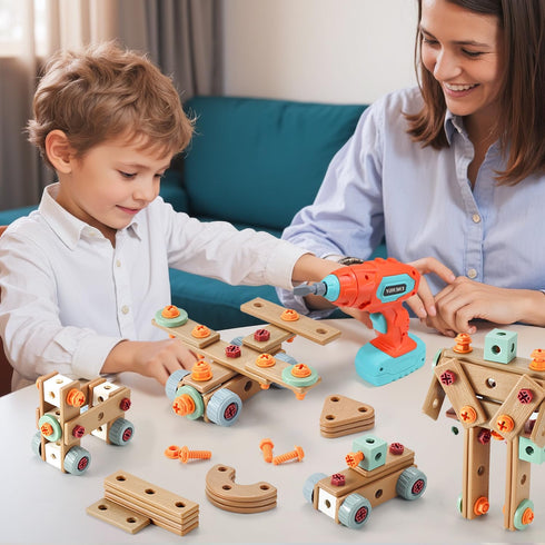 Set Drill,120Pcs Set ToolBench,Montessori 2+Year 2-4,Pretend 3-5 VEAIS Kids Tool with Toddler Tool with Toy