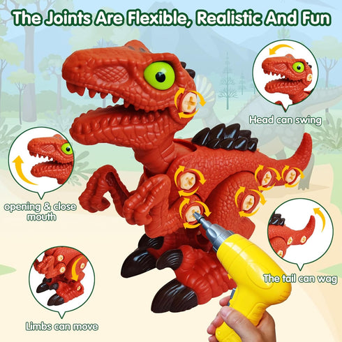 3 4 5 6 7 Take Aprts Dinosaur Toys for Kids Age Boys with Electric Drill & Play Mat STEM Toys DIY Learning Educational