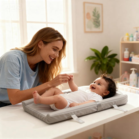 Tizoerly Wipeable Baby Changing Pad for Dresser, Portable Changing Pad with Restraining Belt, Soft & Non-Slip