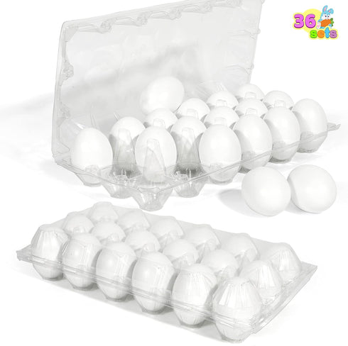 36 JOYIN Pcs Easter White Wooden Egg, Fake Eggs Plain Decorating for DIY Paint Your Own Egg Decor, Easter Craft, Basket