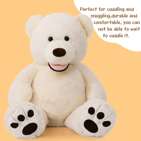 MorisMos Giant Teddy Bear - Large 3ft Beige Plush Stuffed Animal for Kids and Girlfriend