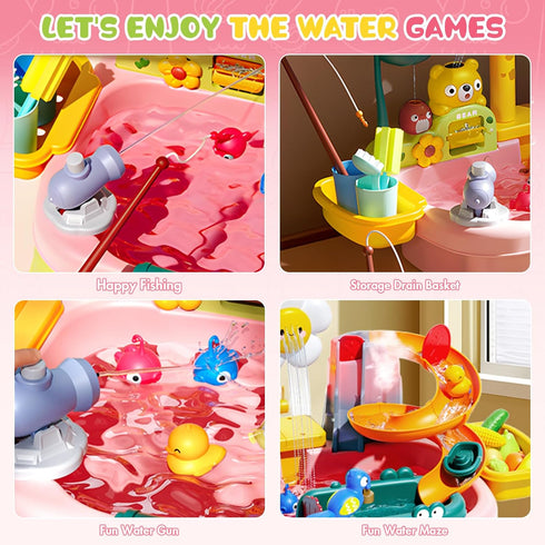 2026 1-3 3-8 Summer Upgraded Pink Stand Water Table for Toddlers - Outdoor Toys for Kids Ages with Pump, Outside