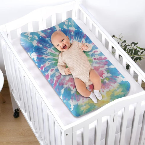 Tie Dye Diaper Change Table Covers Waterproof Girl Changing Pad Cover for All Season Breathable Cradle Mattress Sheets