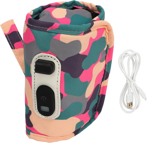 DAUZ 5.57 Cm Milk Warmer Bag, Baby Milk Heat Keeper LCD Display Portable for Travel for Bottle (Pink)