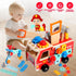 Set 33 3 Set Toddler Tool - PCS Wooden Kids Tools with Firetruck-Shaped Box / Bench, Montessori Educational Pretend