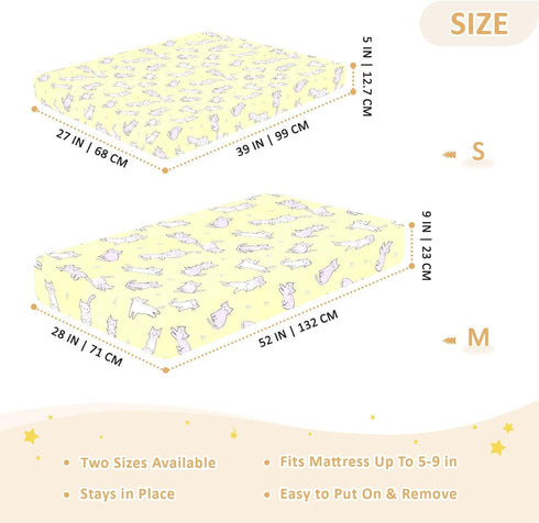 miaozhen 1 Pack 52x28 Cotton Baby Crib Sheets Ultra Soft Yellow Funny Cat Crib Mattress Sheet for Nursery sabanas para