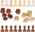 2 in 1 Wood Chess Pieces + Checker Pieces Without Board (3.5 inches)