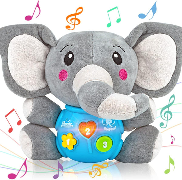 Aitbay Plush Elephant Music Baby Toys for 0 to 6 Months, Cute Stuffed Animal Light Up Baby Toys for Newborns and