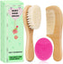 Molylove Baby Hair Brush with Wooden Handle and Comb Set for Newborns &