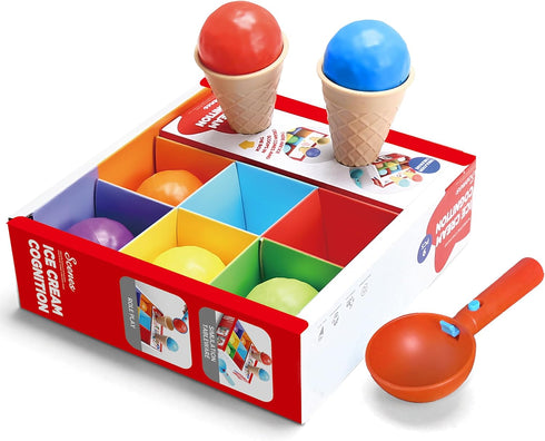 Ice Cream Toy Set (9 Pcs) - Multi Color Pretend Play Ice Cream Maker for Toddlers, Dramatic Shop Fun