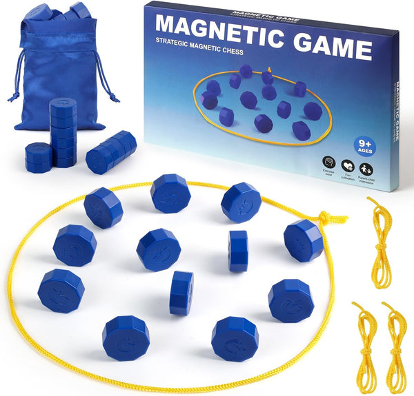 Faigcoy Magnetic Chess Game with 24 Full-Size Stones, Magnet Game with 3 String