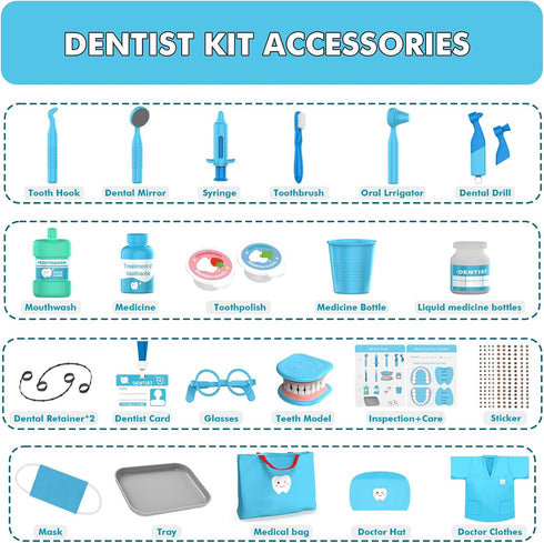 Set 3-5 3 4 Playset 2-4 5 6 7 8 Dentist Play for Toddlers - Doctor Kit Toy Gifts for Year Old Girls, Pretend Play
