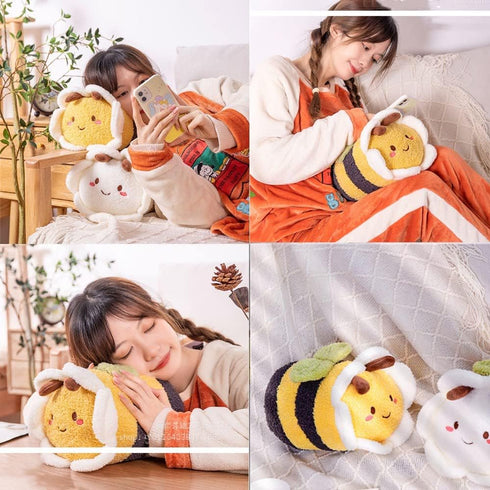 12 Inch Bee Plush Toy, Cuddly Honeybee Pillow, Soft Hugging Plush Doll Gift for Kids Birthday Party
