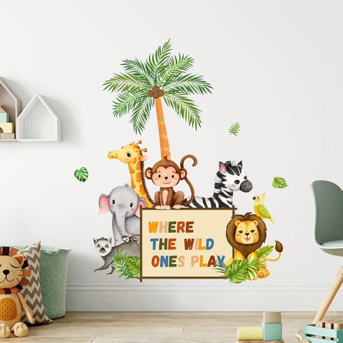 Supzone Jungle Animals Wall Decals Playroom Wall Stickers Where The Wild Ones
