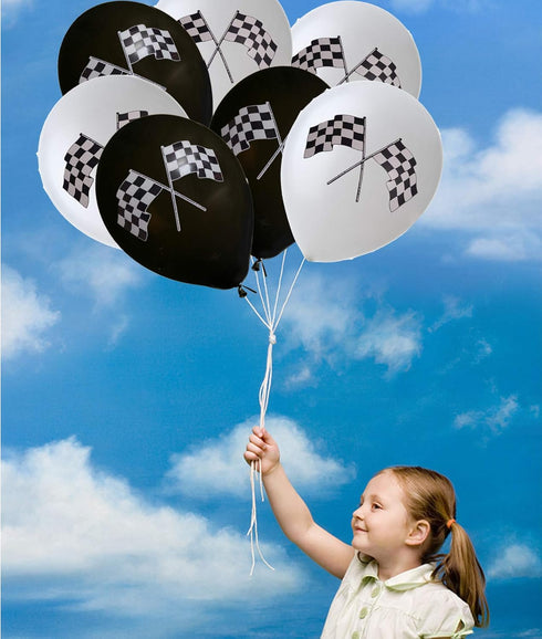 Oringaga 50 Checkered Racing Car Flag Party Balloons, Racing Car/Dirt Bike/Motocross Themed Party Decorations Supplies,