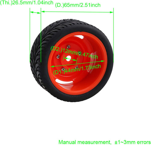 Mxfans 4PCS 12mm Hex Wheel Rims, 4 Holes & Rubber Tires for RC 1/10 On Road Cars