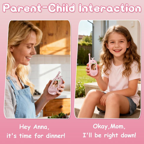 Trigowalt 2 Pack 2 3-12(Pink) Video Walkie Talkies for Kids Toys - Rechargeable Walkie Talkie with Camera