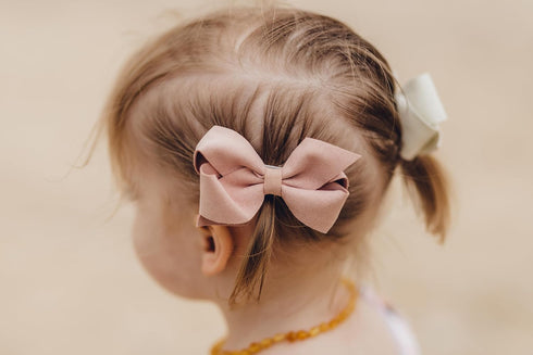 California Tot Set of 4 Faux Suede 3D Bow Clips for Toddlers Girls