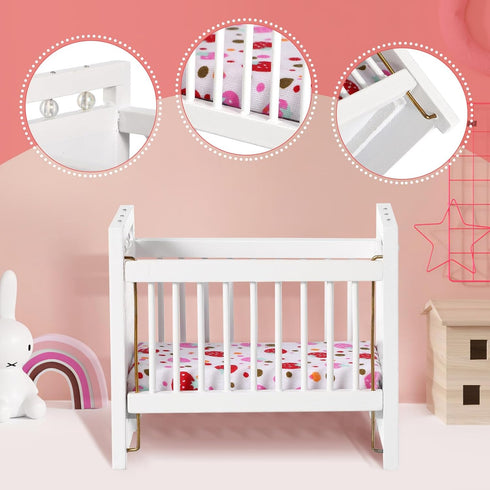 NUOBESTY Miniature Dollhouse Furniture Mini Crib Doll Cradle Decoration for Miniature Dollhouse Party Kit