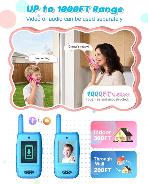 KAKTIN 3 4 5 6 7 8 3 Video Walkie Talkies for Kids, Christmas Birthday Gifts Toys for Boys Age, Kids Intercom