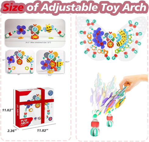 Baby Activity Arch Toy Bar for Stroller, Bassinets and Car Seat, Adjustable Crib Toys Hanging Attachment, Sensory