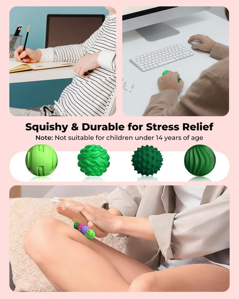 8Pcs 14+) XYOFUN Silicone Magnetic Fidget Toys, Silicone Sensory Ball, Textured Sensory Stress Relief Balls, Desk Toy