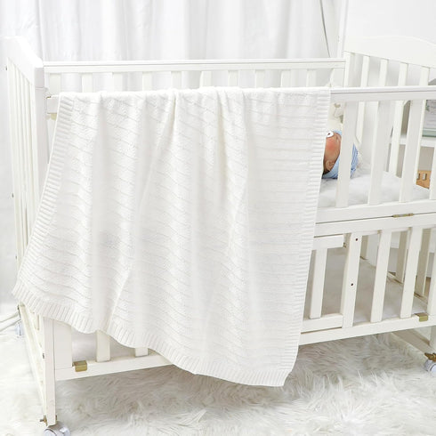 Baby Receiving Blanket for Boys Girls, Knit Neutral Swaddle Blankets, Soft Lightweight Crib Stroller Blankets, 30 x 40