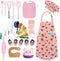 DEABOLAR 33 Pieces Kids Cooking Sets Real, Kids Chef Role Play Costume Set