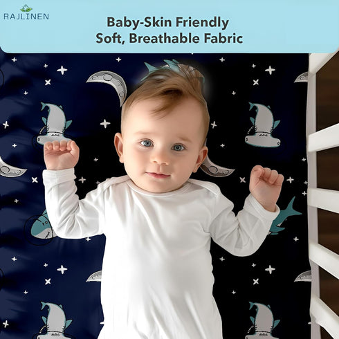 Pack 2, 52x28x8 Inches Rajlinen Crib Fitted Sheet of Microfiber Baby Sheets for Standard Crib and Toddler Mattress