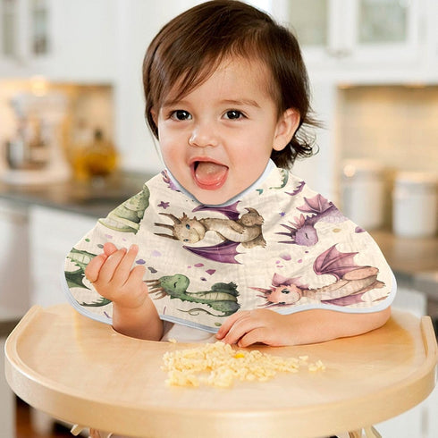 YETTASBIN Watercolor Dragon Muslin Baby Burp Cloth, Super Soft Absorbent Cotton Burp Rag Baby Bibs Feeding Cloth