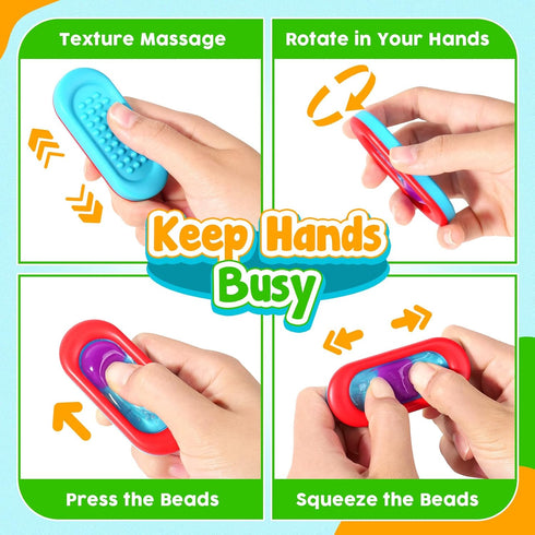 6 Sensory Marble Fidget Toys for Kids- Pcs Quiet Fidget for Classroom, Gel Filled Autism Sensory Toys ADHD, Silent