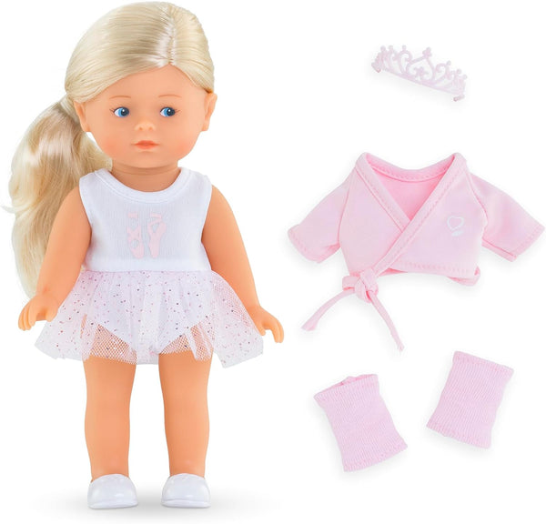 Corolle Mini Corolline Rosy Ballerina Gift Set, 8" Doll with 3 Accessories - Tiara, Ballet Sweater, Leg Warmers
