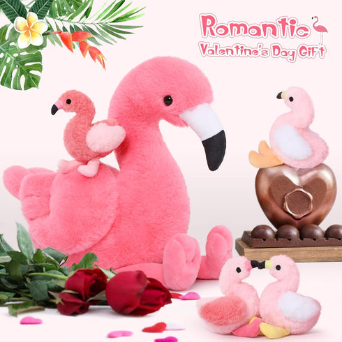 Animal-18 Inch Mommy 4 Tummy, MorisMos Plush Flamingo Stuffed Stuffed Flamingo with Baby Bird Plush Toys Inside Zipper