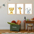 YWJKWLGS Set 3, 11x16 Inch Safari Nursery Wall Art of Natural Wood Framed Watercolor Animal Print, Giraffe Lion