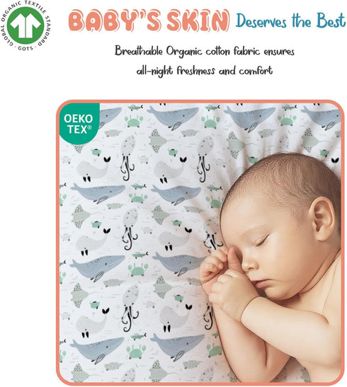 100% 2 Pack Cozy Threadmill Organic Baby Crib Sheets for Boys & Girls | Organic Cotton Fitted Crib Sheet for Standard