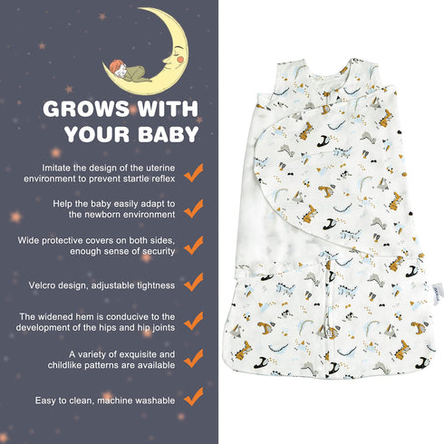 100% 3-Way 1.0 3-6 Swaddle-Blanket Baby Girl & Boy Swaddles Newborn Infant Transition Cotton Wrap Blankets, Adjustable