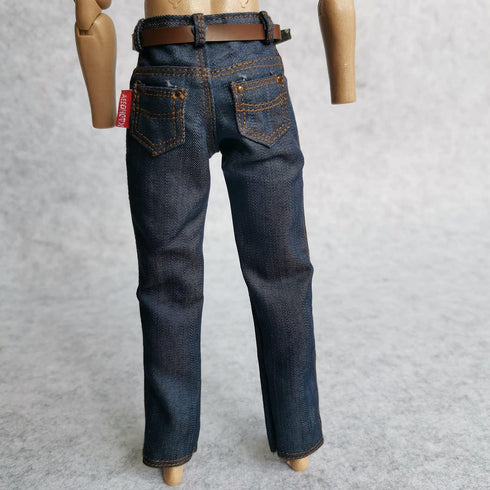 2X 1/6 Custom Scale Blue Jeans Pants for 12" Male Action Figure Doll Clothes