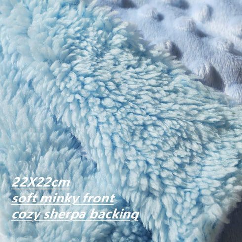 CREVENT Cozy Plush Baby Security Blanket Loveys, Minky Dot Front + Sherpa Backing with Animal Face (Blue Bear)