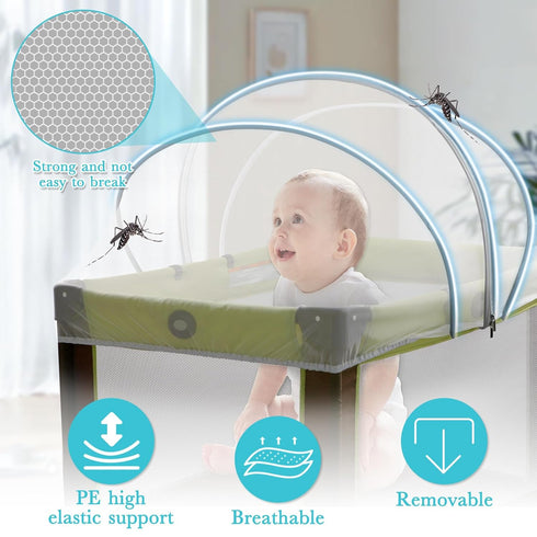 jiangcha Pack Pack N Play Tent Cover - Bassinet Cover for N Play/Travel Crib/Mini Crib/Playpen, Bassinet Mosquito Net